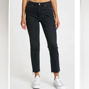 DAZE denim Daily Driver High Rise Straight Jeans in Ink (black)